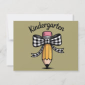 Coquette Pencil Bow Kindergarten Lehrerschule Karte (Vorderseite)