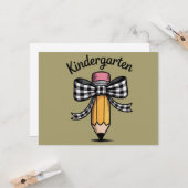 Coquette Pencil Bow Kindergarten Lehrerschule Karte (Vorderseite/Rückseite Beispiel)