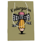 Coquette Pencil Bow Kindergarten Lehrerschule Mittlere Geschenktüte (Vorderseite)