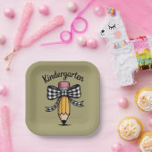 Coquette Pencil Bow Kindergarten Lehrerschule Pappteller (Party)