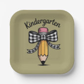 Coquette Pencil Bow Kindergarten Lehrerschule Pappteller (Vorderseite)