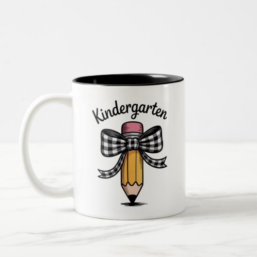 Coquette Pencil Bow Kindergarten Lehrerschule Zweifarbige Tasse (Links)