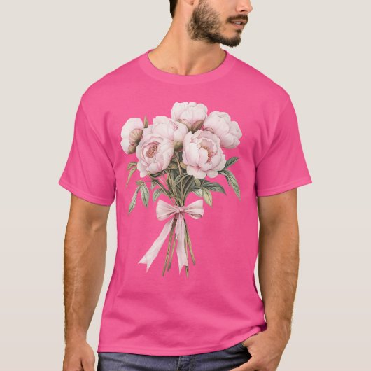 Coquette Peony Bouquet Inspired Flower Plant Lover T-Shirt (Vorderseite)