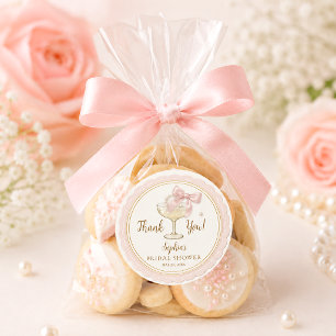 Coquette Perlen & Prosecco Brautparty-Geschenk Runder Aufkleber