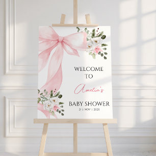 Coquette Pink Blütenbraun Babydusche Begrüßungszei Fotodruck