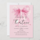Coquette Pink Bow 13 Birthday Invitation Einladung (Vorderseite)