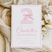 Coquette PINK BOW 2. Geburtstag Einladung