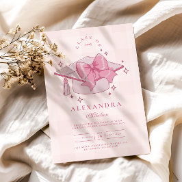 Coquette Pink Bow Abschluss Einladung