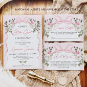 Coquette Pink Bow Arch Winter Floral Baby Dusche Einladung