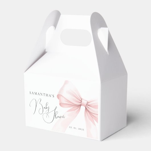 Coquette Pink Bow Baby Dusche Beutel Geschenkschachtel (Rückseite)