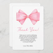 Coquette Pink Bow Baby Dusche Danke Karte (Vorne/Hinten)