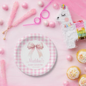 Coquette Pink Bow Baby Shower Girl Papierplatte Pappteller (Party)