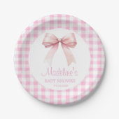 Coquette Pink Bow Baby Shower Girl Papierplatte Pappteller (Vorderseite)