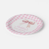 Coquette Pink Bow Baby Shower Girl Papierplatte Pappteller (Schrägansicht)