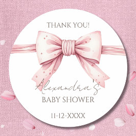 Coquette Pink Bow Babydusche Danke Runder Aufkleber