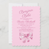 Coquette Pink Bow Babydusche Einladung (Vorderseite)