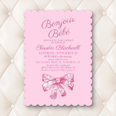Coquette Pink Bow Babydusche Einladung