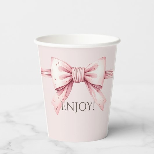 Coquette Pink Bow Babydusche Pappbecher (Rückseite)