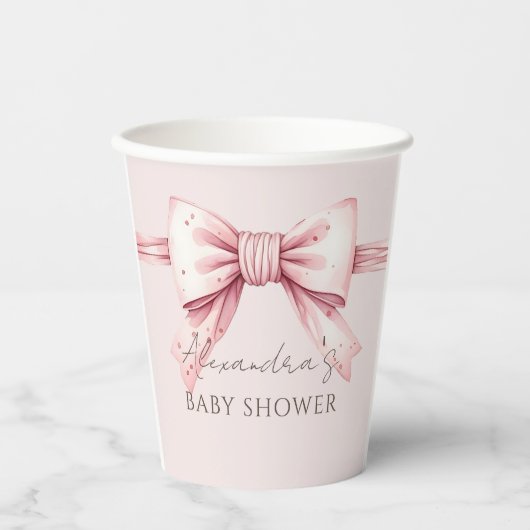 Coquette Pink Bow Babydusche Pappbecher (Vorderseite)
