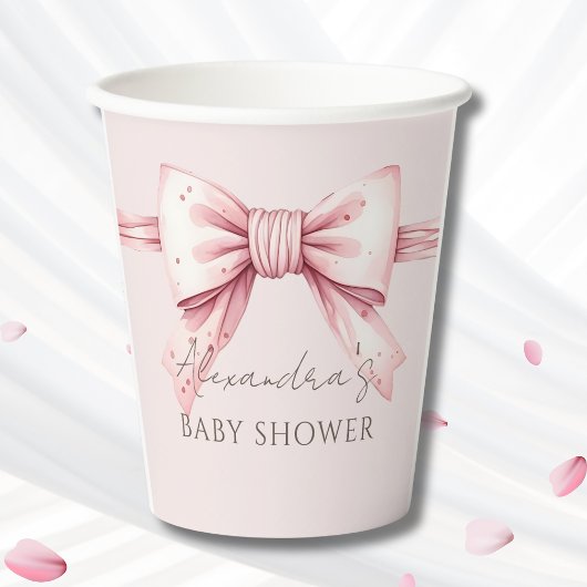 Coquette Pink Bow Babydusche Pappbecher