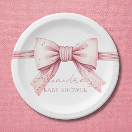 Coquette Pink Bow Babydusche Pappteller