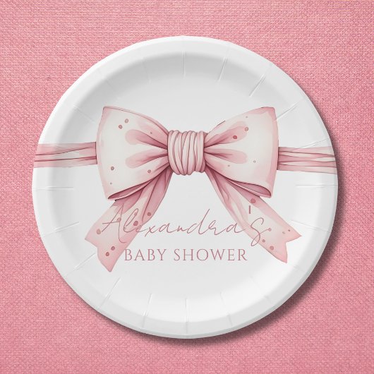 Coquette Pink Bow Babydusche Pappteller