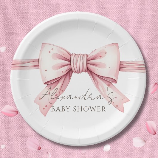 Coquette Pink Bow Babydusche Pappteller