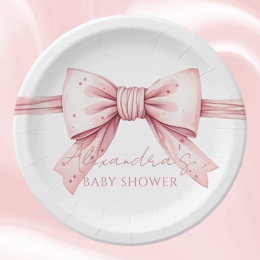 Coquette Pink Bow Babydusche Pappteller