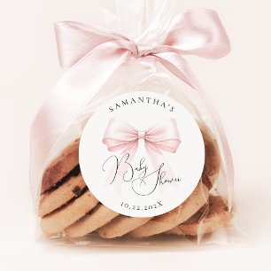 Coquette Pink Bow Babydusche Runder Aufkleber