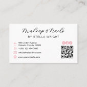 Coquette Pink Bow Beauty QR Code Visitenkarte (Rückseite)