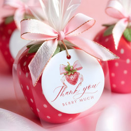 Coquette Pink Bow Berry Baby Dusche Geschenkanhänger