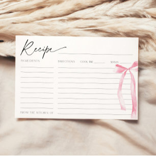 Coquette Pink Bow binden Knotenrezeptkarte Einladung