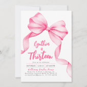 Coquette Pink Bow Birthday Einladung (Vorderseite)