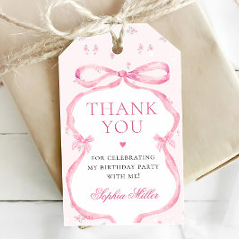 Coquette Pink Bow Birthday Geschenkanhänger