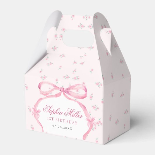 Coquette Pink Bow Birthday Geschenkschachtel (Vorderseite)
