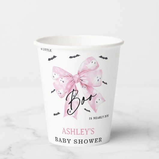 Coquette Pink Bow Boo Babydusche Pappbecher (Vorderseite)