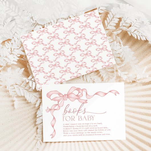 Coquette Pink Bow Books for Baby Girl Dusche Begleitkarte