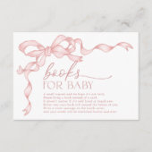 Coquette Pink Bow Books for Baby Girl Dusche Begleitkarte (Vorderseite)
