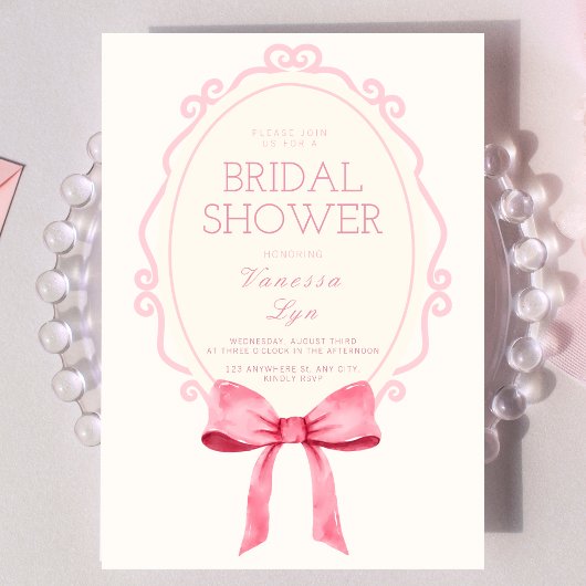 Coquette Pink Bow Brautparty Girly Einladung