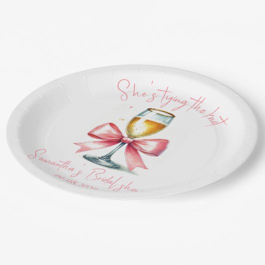 Coquette Pink Bow Brautparty Pappteller (Schrägansicht)