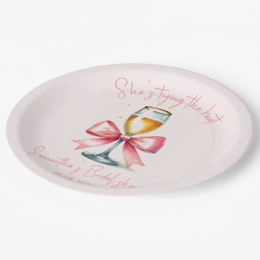 Coquette Pink Bow Brautparty Pappteller (Schrägansicht)