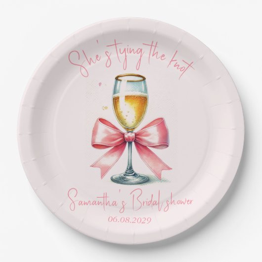 Coquette Pink Bow Brautparty Pappteller (Vorderseite)