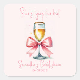 Coquette Pink Bow Brautparty Quadratischer Aufkleber