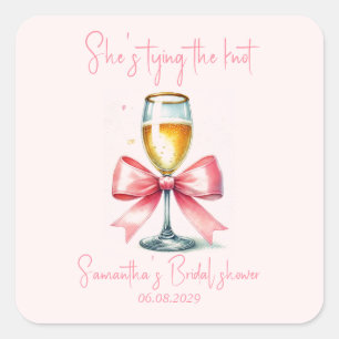 Coquette Pink Bow Brautparty Quadratischer Aufkleber