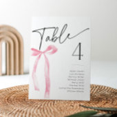 Coquette Pink Bow Bridal Tischnummer Platzkarten