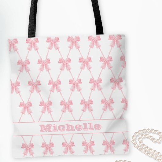 Coquette Pink Bow Bridesmaid Tasche