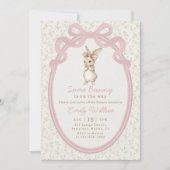 Coquette Pink Bow Bunny Baby Shower Invitation Einladung (Vorderseite)