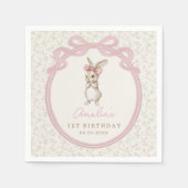 Coquette Pink Bow Bunny Rabbit Birthday Napkins Serviette (Vorderseite)