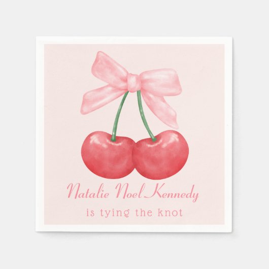 Coquette Pink Bow Cherries Ästhetische Extravagant Serviette (Vorderseite)