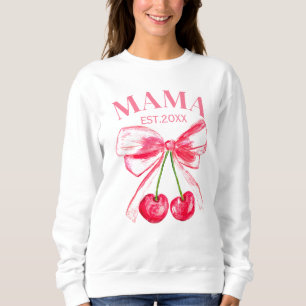 Coquette Pink Bow Cherries Niedliche Mama Ästhetik Sweatshirt